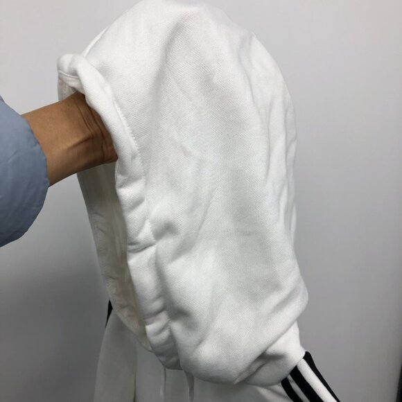 adidas White Essentials 3-stripes French Terry Crop Hoodie size S - Picture 13 of 16